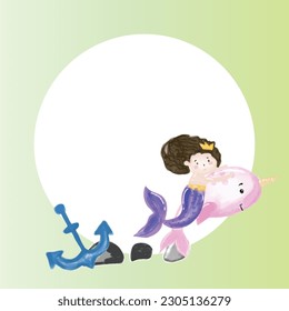 Blank party invitation card for little girl mermaid. vector illustration design
