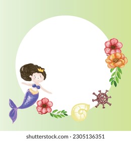 Blank party invitation card for little girl mermaid. vector illustration design