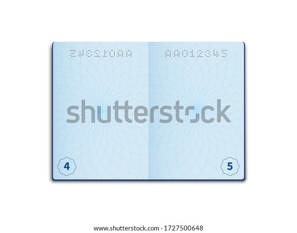 Blank passport. Opened document layout, page sheet with watermark ...