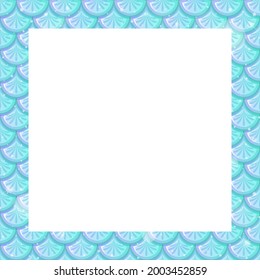 Blank pastel blue fish scales frame template illustration