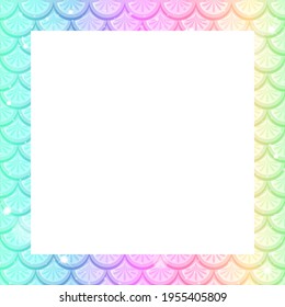 Blank pastel rainbow fish scales frame template illustration