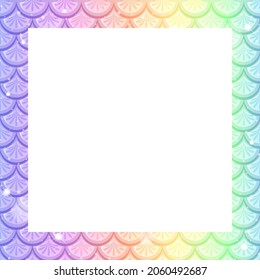 Blank Pastel Rainbow Fish Scales Frame Template Illustration