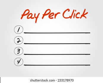 Blank Pay Per Click list, vector concept background