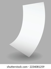 Blank payment check and receipts with shadow. Curved financial paper, purchase invoice. Buying, bill or calculate pay. Receipt the seller form