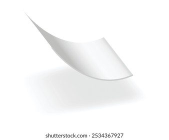 Cheque de pago en blanco y Comprobante con sombra. Papel financiero curvo, Factura de compra. Comprar, facturar o calcular el pago. Comprobante del formulario de vendedor