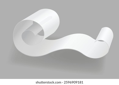 Blank payment check and receipts with shadow. Curved financial paper, purchase invoice. Buying, bill or calculate pay. Receipt the seller form