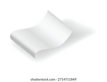 Cheque de pagamento em branco e recebimentos com sombra. Papel financeiro curvo, nota fiscal de compra. Comprando, faturando ou calculando pagamento. Receber o formulário do vendedor