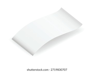 Cheque de pagamento em branco e recebimentos com sombra. Papel financeiro curvo, nota fiscal de compra. Comprando, faturando ou calculando pagamento. Receber o formulário do vendedor