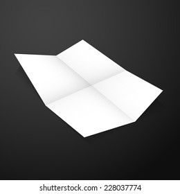 Blank peace of paper on dark backgroud. Vector illustration.