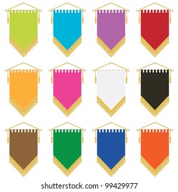 blank pennants for your designs isolated on white, no gradients or transparencies