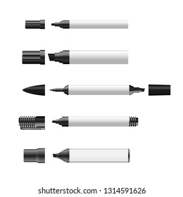 Blank permanent marker mockup set with a transparent background.