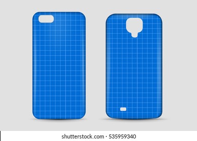 Blank phone case. Cover mockup. Vector illustration.