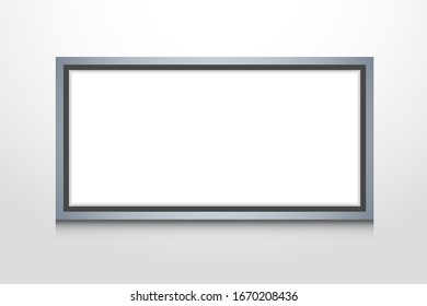 Blank Photo Billboard, Painting Metallic Modern Frame on White Wall Background Editable Vector Template Illustration