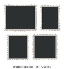 Blank photo card frame, film set. Retro vintage photography. Template or mockup for design. Vintage Photographs