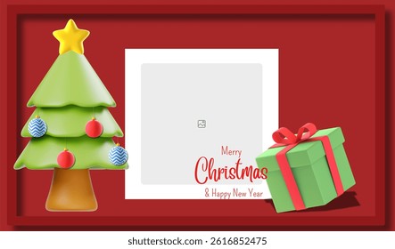 Blank photo with Christmas Tree in frame