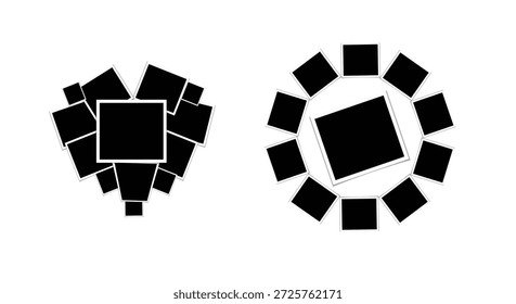 Blank Photo Collage Frames Set With Modern Geometric Shapes For Creative Layouts