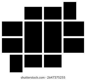 blank photo collage frames template, black moodboard vector layout