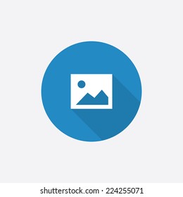 blank photo Flat Blue Simple Icon with long shadow, isolated on white background  