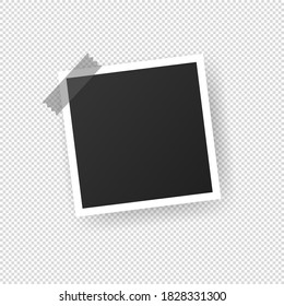 Blank of photo frame. With adhesive tape. Vector on transparent isolated background. EPS 10