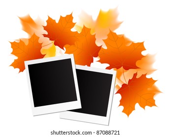 Blank photo frame with autumn leaves
