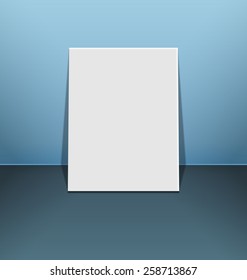 Blank photo frame canvas on blue background