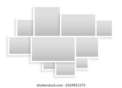 blank photo frame collage background for wall presentation vector