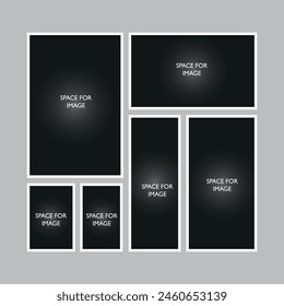 Leere Fotorahmen Collage Vorlage Organisieren Album oder Galerie Vektorgrafik Kollektion
Set von Collagen für Fotos Bilder. Vektorgrafik Vorlage leere Frames. Creative Mockup Mosaik Gitter Fotografien Erinnerung Vintage