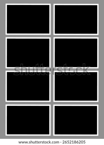 Blank photo frame design, eight photo frame vector collage template layout