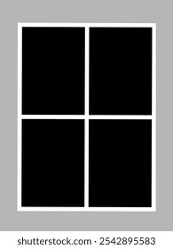 Blank photo frame design, vector collage template layout of four photo frames