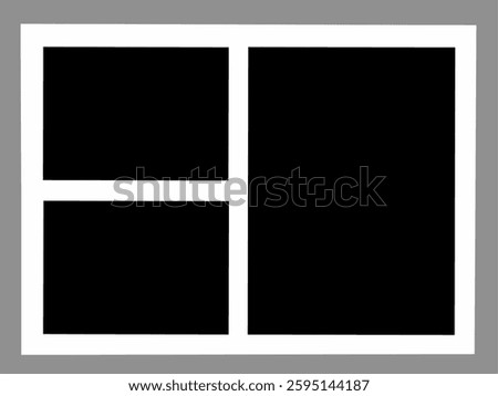 Blank photo frame design, vector collage template layout of three photo frames