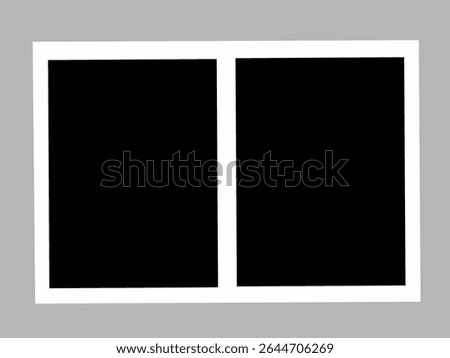 Blank photo frame design, vector collage template layout of two photo frames
