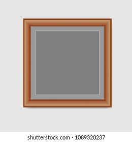 Blank photo frame isolated on gray background. Vector illustration.