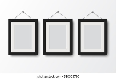 blank photo frame  on the wall. design for modern interior vector illustration