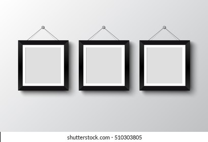 blank photo frame  on the wall. design for modern interior vector illustration