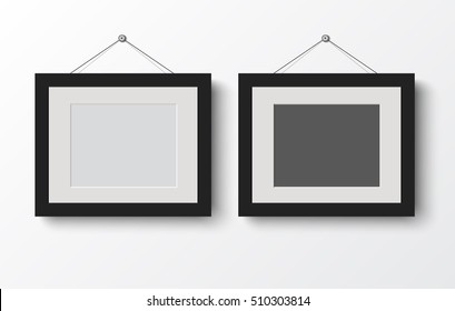 blank photo frame  on the wall. design for modern interior vector illustration
