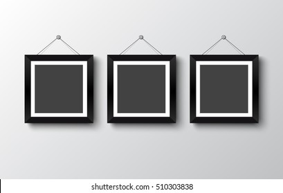 blank photo frame  on the wall. design for modern interior vector illustration