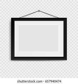 Blank photo frame on the wall. Realistic blank picture frame. isolated on transparent background. Vector illustration. Eps 10.