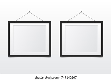 Blank photo frame on the wall. Design for modern interior. Vector illustration