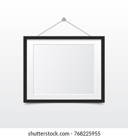 Blank photo frame on the wall. Design for modern interior. Vector illustration.