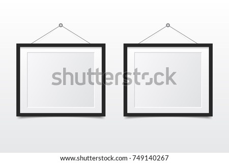 Blank photo frame on the wall. Design for modern interior. Vector illustration