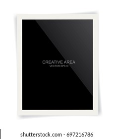 Blank photo frame on white background. Vector illustration.