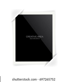 Blank photo frame on white background. Vector illustration.