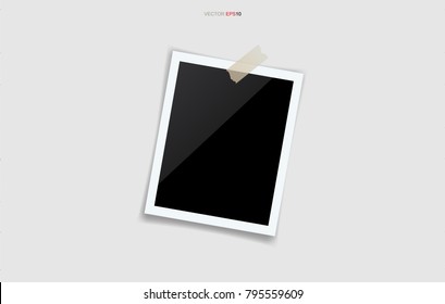 Blank photo frame or picture frame on white background. Vector illustration.