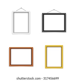 blank photo frame template set in white, black, gold and bronze color