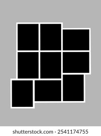 Quadro de foto em branco, layout de modelo de colagem de vetor de nove quadros de foto