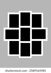
Blank photo frame, vector collage template layout of nine photo frames