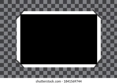 Blank photo frame. Vector of an old picture. Vintage black image in a white frame. Stock image.