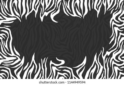 Blank Photo Frame. Zebra pattern. Stylish stripes frame. For the cover design. Vector background.