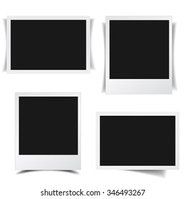 Blank photo frames collection with different shadow effects and empty space for your photograph and picture. EPS 10 vector illustration isolated on white background.