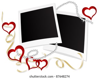 Blank photo frames with hearts